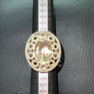 Sterling Silver Ring with Citrine stone and diamond accents